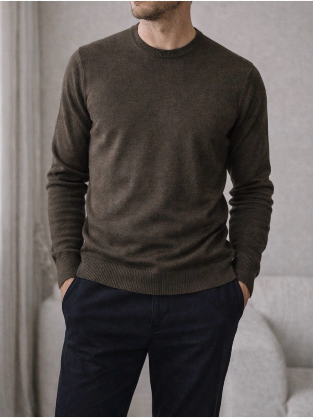 Boglioli Milano Sweater Olive Green /Brown Lightweight Italy